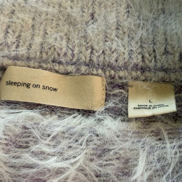 Sleeping On Snow Anthropologie Purple Faroe Off The Shoulder Sweater Size L - Picture 4 of 7